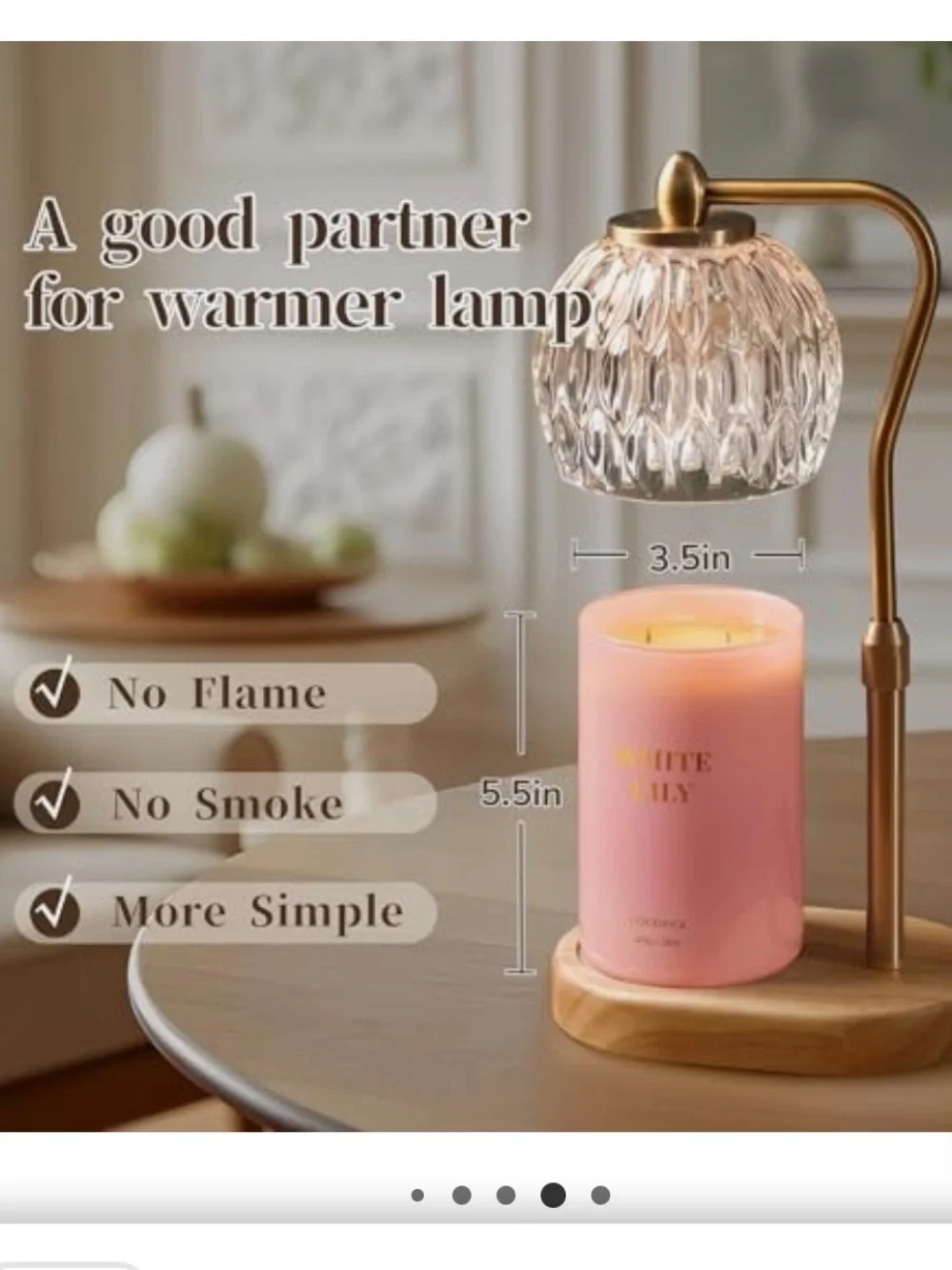 White Lily Scented 2-wick Soy Candle - Pink Glass Jar with Gold Lid XL 20oz